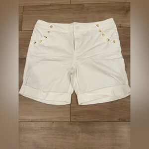 Women's White Button-Accent Shorts